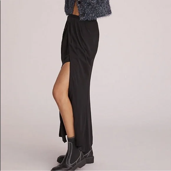 NWT Anthropologie Mare Mare Black Maxi Skirt Side Slit Hem XS - Picture 2 of 16